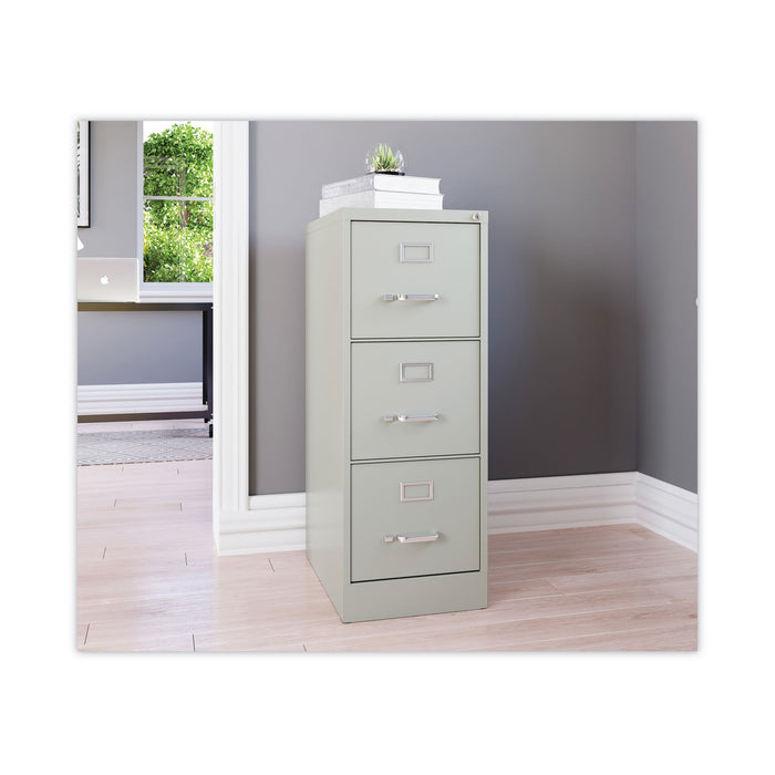 Three-Drawer Economy Vertical File, Letter-Size File Drawers, 15" x 22" x 40.19", Light Gray