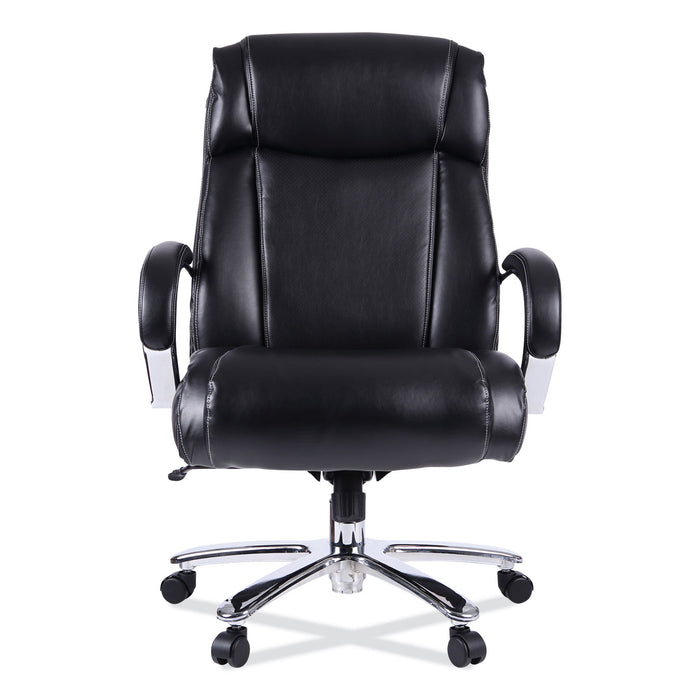 Alera Maxxis Series Big/Tall Bonded Leather Chair, Supports 500 lb, 21.42" to 25" Seat Height, Black Seat/Back, Chrome Base