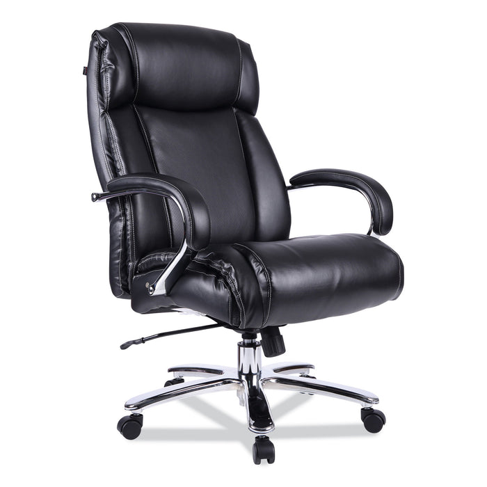 Alera Maxxis Series Big/Tall Bonded Leather Chair, Supports 500 lb, 19.7" to 25" Seat Height, Black Seat/Back, Chrome Base