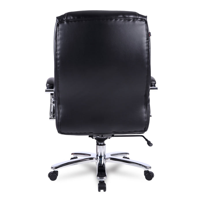 Alera Maxxis Series Big/Tall Bonded Leather Chair, Supports 500 lb, 19.7" to 25" Seat Height, Black Seat/Back, Chrome Base