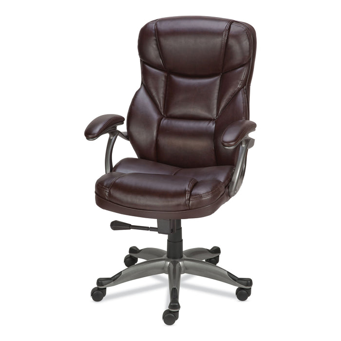 Alera Birns Series High-Back Task Chair, Supports Up to 250 lb, 18.11" to 22.05" Seat Height, Brown Seat/Back, Chrome Base