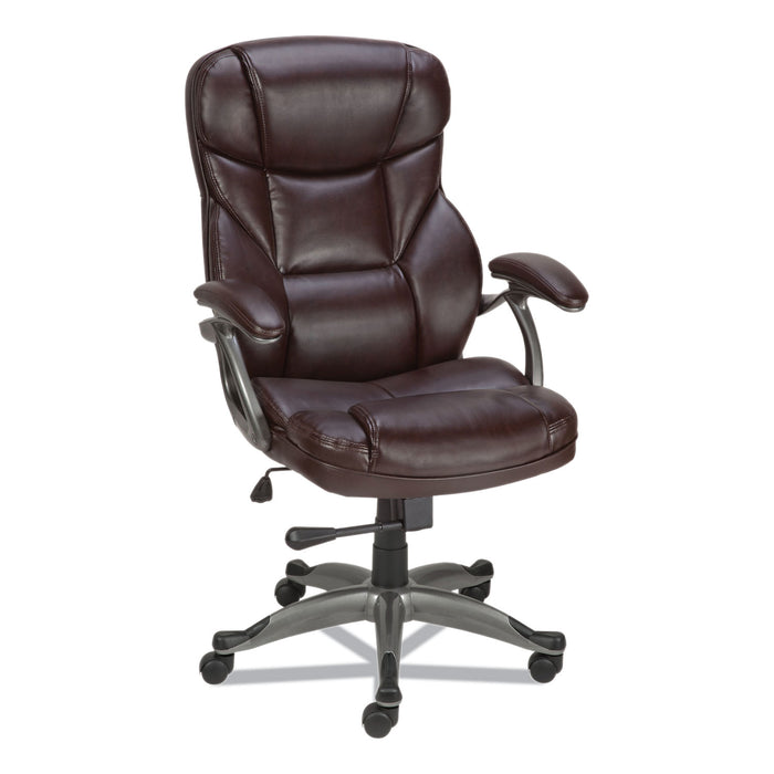 Alera Birns Series High-Back Task Chair, Supports Up to 250 lb, 18.11" to 22.05" Seat Height, Brown Seat/Back, Chrome Base