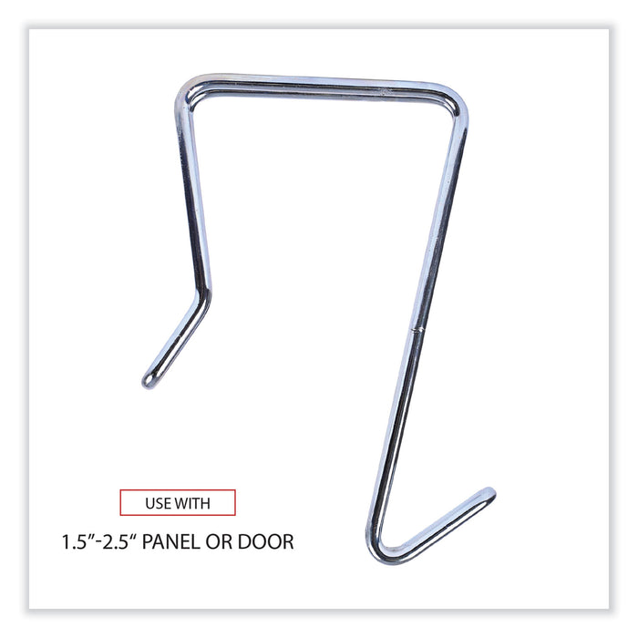 Single Sided Partition Garment Hook, Steel, 0.5 x 3.13 x 4.75, Over-the-Door/Over-the-Panel Mount, Silver, 2/Pack