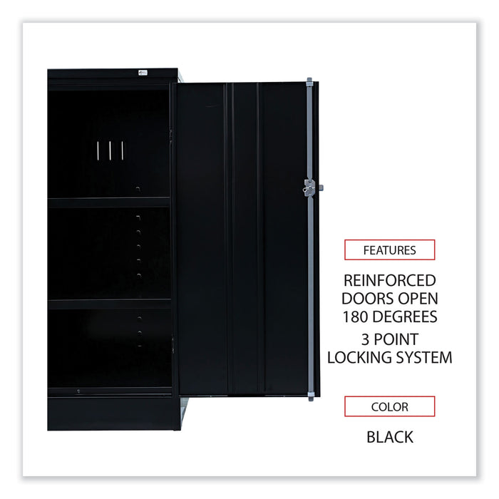 Assembled 42" High Heavy-Duty Welded Storage Cabinet, Two Adjustable Shelves, 36w x 18d, Black