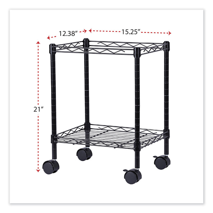 Compact File Cart for Side-to-Side Filing, Metal, 1 Shelf, 1 Bin, 15.25" x 12.38" x 21", Black