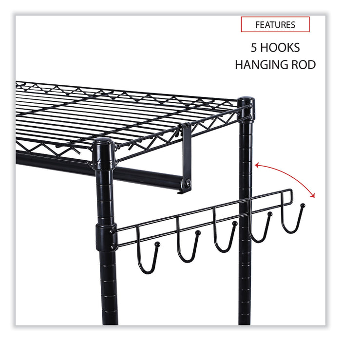 Wire Shelving Garment Rack, 30 Garments, 36w x 18d x 75h, Black