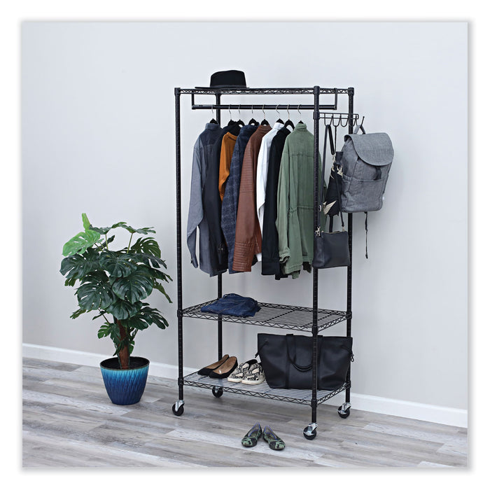 Wire Shelving Garment Rack, 30 Garments, 36w x 18d x 75h, Black