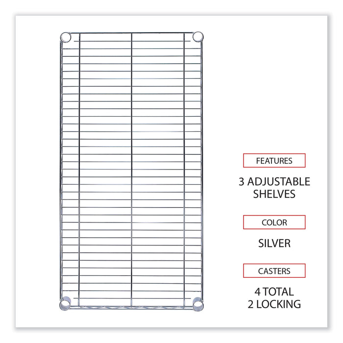 Wire Shelving Garment Rack, 30 Garments, 36w x 18d x 75h, Silver