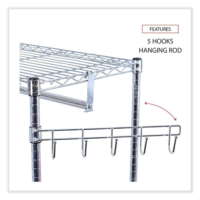 Wire Shelving Garment Rack, 30 Garments, 36w x 18d x 75h, Silver