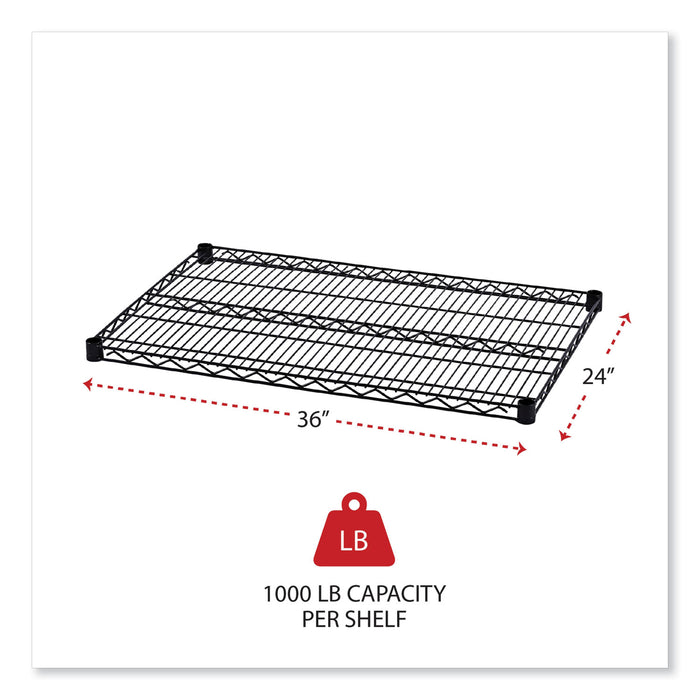 Industrial Wire Shelving Extra Wire Shelves, 36w x 24d, Black, 2 Shelves/Carton