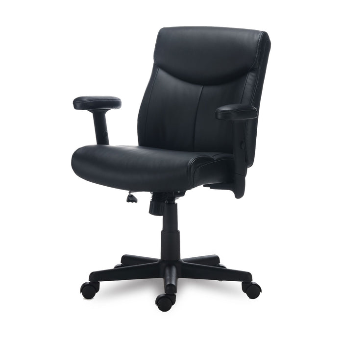 Alera Harthope Leather Task Chair, Supports Up to 275 lb, Black Seat/Back, Black Base