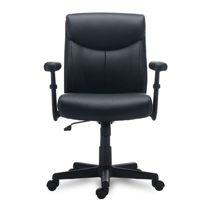 Alera Harthope Leather Task Chair, Supports Up to 275 lb, Black Seat/Back, Black Base