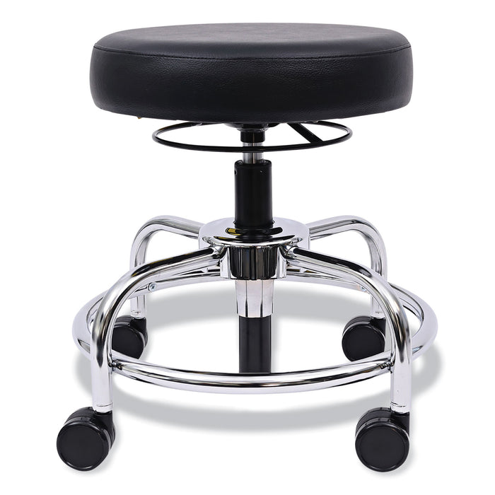 Alera HL Series Height-Adjustable Utility Stool, Backless, Supports Up to 300 lb, 24" Seat Height, Black Seat, Chrome Base