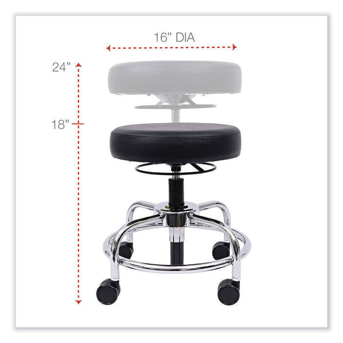 Alera HL Series Height-Adjustable Utility Stool, Backless, Supports Up to 300 lb, 24" Seat Height, Black Seat, Chrome Base