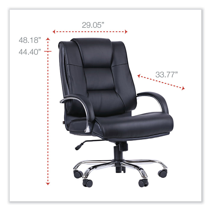 Alera Ravino Big/Tall High-Back Bonded Leather Chair, Headrest, Supports 450 lb, 20.07" to 23.74" Seat, Black, Chrome Base