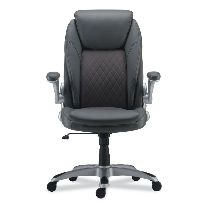 Alera Leithen Bonded Leather Midback Chair, Supports Up to 275 lb, Gray Seat/Back, Silver Base