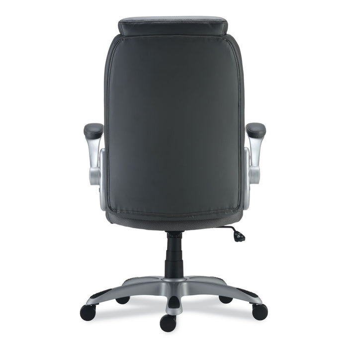 Alera Leithen Bonded Leather Midback Chair, Supports Up to 275 lb, Gray Seat/Back, Silver Base