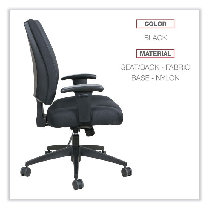 Alera Wrigley Series High Performance Mid-Back Synchro-Tilt Task Chair, Supports 275 lb, 17.91" to 21.88" Seat Height, Black