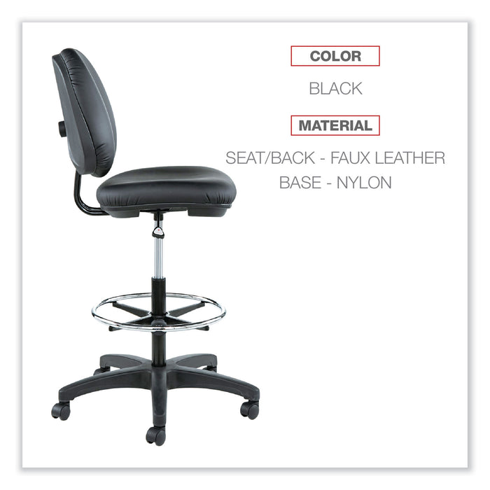 Alera Interval Series Swivel Task Stool, Supports Up to 275 lb, 23.93" to 34.53" Seat Height, Black Faux Leather