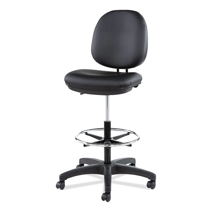 Alera Interval Series Swivel Task Stool, Supports Up to 275 lb, 23.93" to 34.53" Seat Height, Black Faux Leather