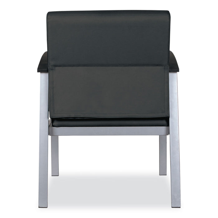 Alera metaLounge Series Mid-Back Guest Chair, 24.6" x 26.96" x 33.46", Black Seat, Black Back, Silver Base