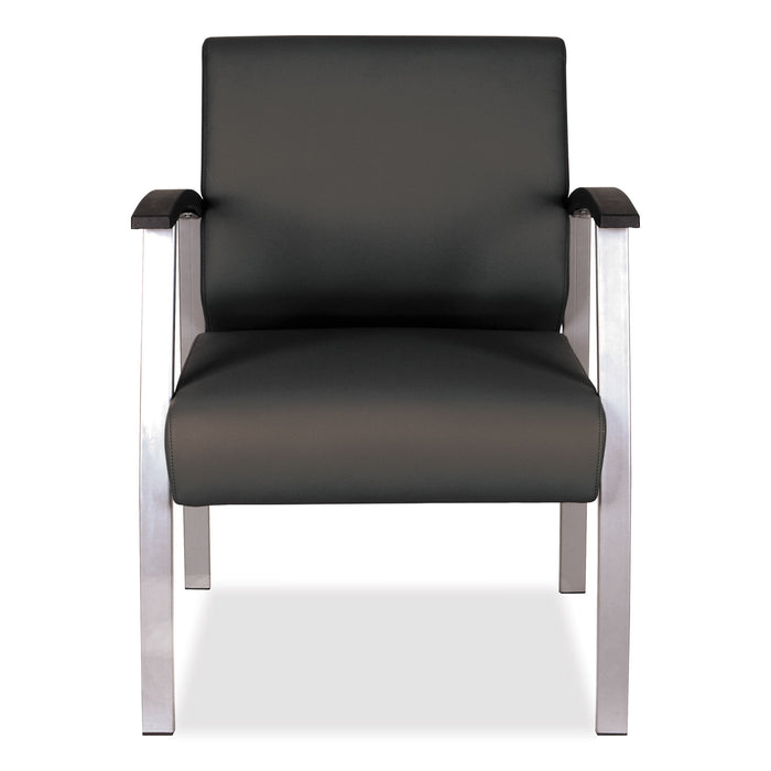 Alera metaLounge Series Mid-Back Guest Chair, 24.6" x 26.96" x 33.46", Black Seat, Black Back, Silver Base