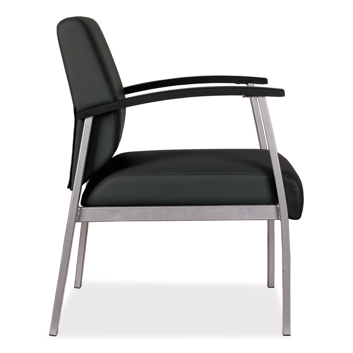 Alera metaLounge Series Mid-Back Guest Chair, 24.6" x 26.96" x 33.46", Black Seat, Black Back, Silver Base