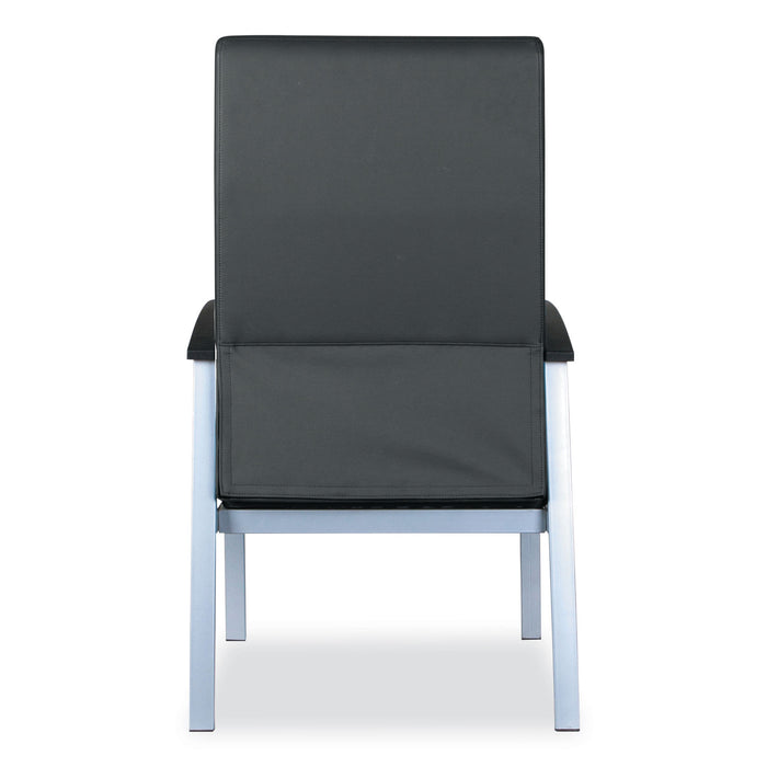 Alera metaLounge Series High-Back Guest Chair, 24.6" x 26.96" x 42.91", Black Seat, Black Back, Silver Base