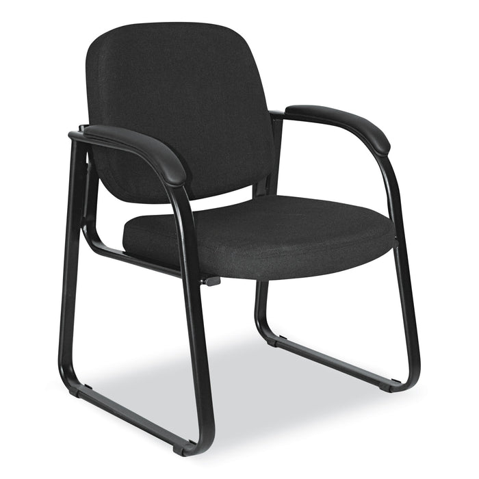 Alera Genaro Series Fabric Half-Back Sled Base Guest Chair, 25" x 24.80" x 33.66", Black Seat, Black Back, Black Base