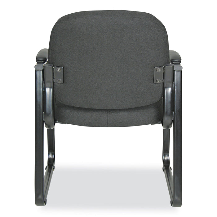 Alera Genaro Series Fabric Half-Back Sled Base Guest Chair, 25" x 24.80" x 33.66", Black Seat, Black Back, Black Base