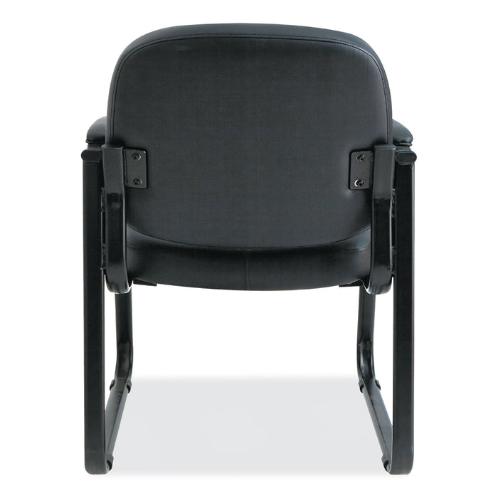 Alera Genaro Series Faux Leather Half-Back Sled Base Guest Chair, 25" x 24.80" x 33.66", Black Seat, Black Back, Black Base