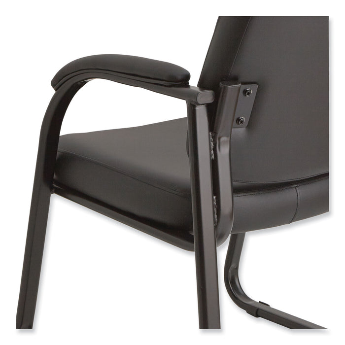 Alera Genaro Series Faux Leather Half-Back Sled Base Guest Chair, 25" x 24.80" x 33.66", Black Seat, Black Back, Black Base