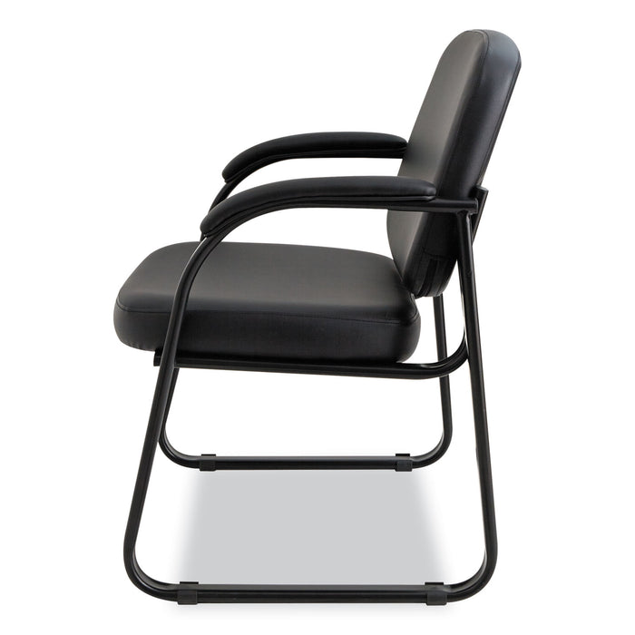 Alera Genaro Series Faux Leather Half-Back Sled Base Guest Chair, 25" x 24.80" x 33.66", Black Seat, Black Back, Black Base