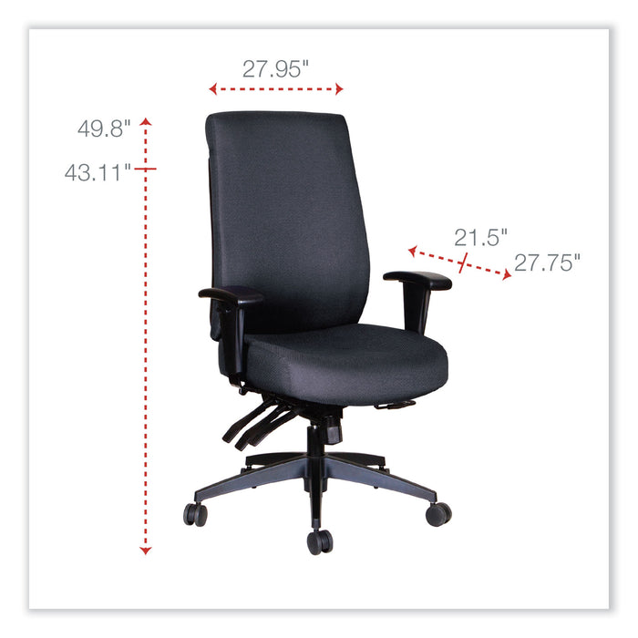 Alera Wrigley Series High Performance High-Back Multifunction Task Chair, Supports 275 lb, 18.7" to 22.24" Seat Height, Black