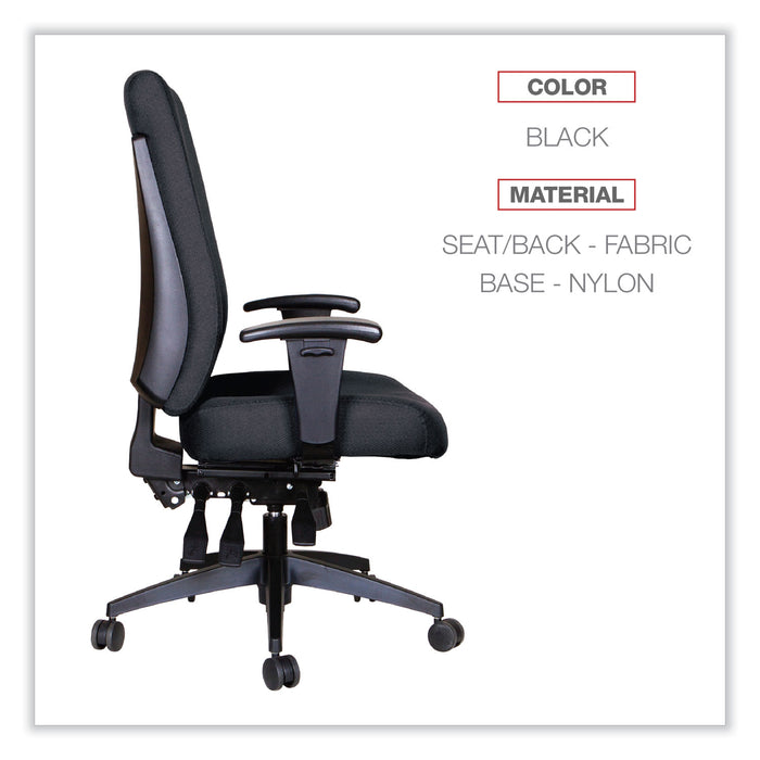 Alera Wrigley Series High Performance High-Back Multifunction Task Chair, Supports 275 lb, 18.7" to 22.24" Seat Height, Black