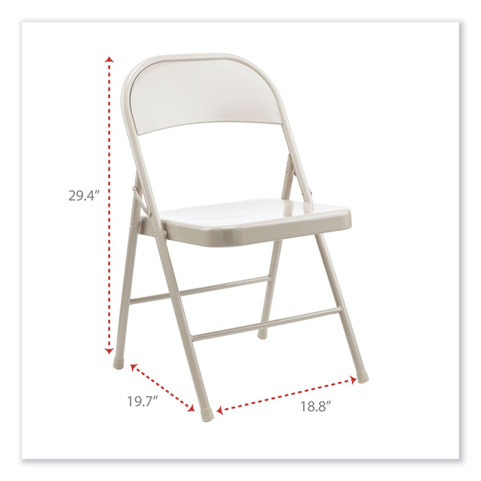 Armless Steel Folding Chair, Supports Up to 275 lb, Taupe Seat, Taupe Back, Taupe Base, 4/Carton