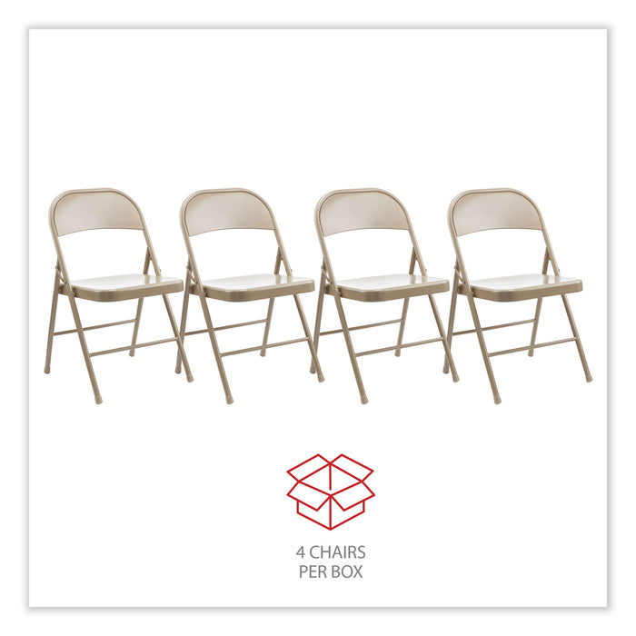 Armless Steel Folding Chair, Supports Up to 275 lb, Tan Seat, Tan Back, Tan Base, 4/Carton