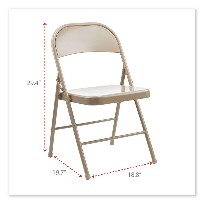 Armless Steel Folding Chair, Supports Up to 275 lb, Tan Seat, Tan Back, Tan Base, 4/Carton