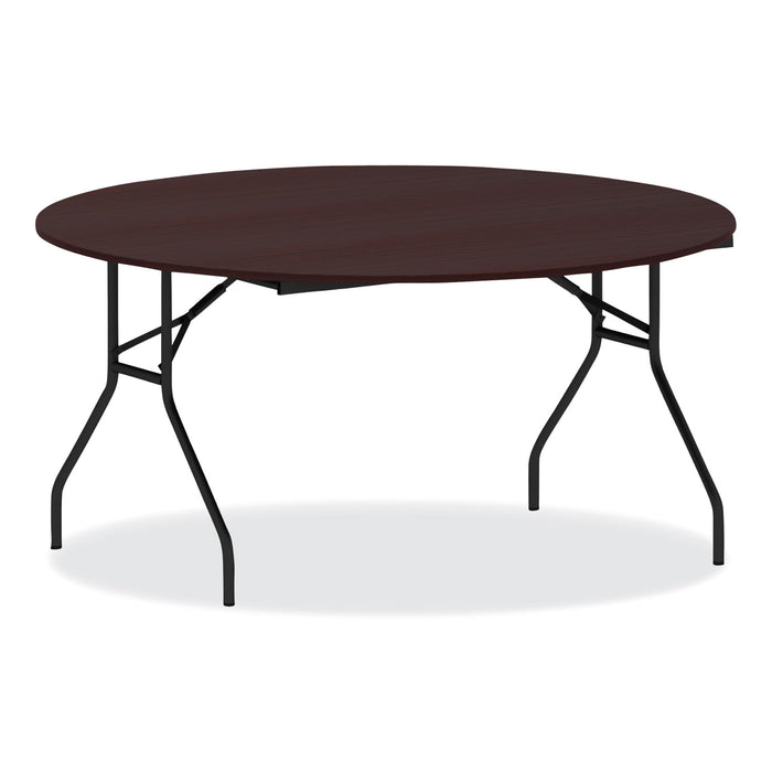 Round Wood Folding Table, 59" Diameter x 29.13h, Mahogany