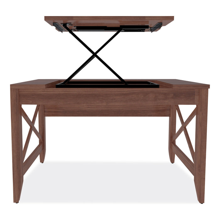 Sit-to-Stand Table Desk, 47.25" x 23.63" x 29.5" to 43.75", Modern Walnut