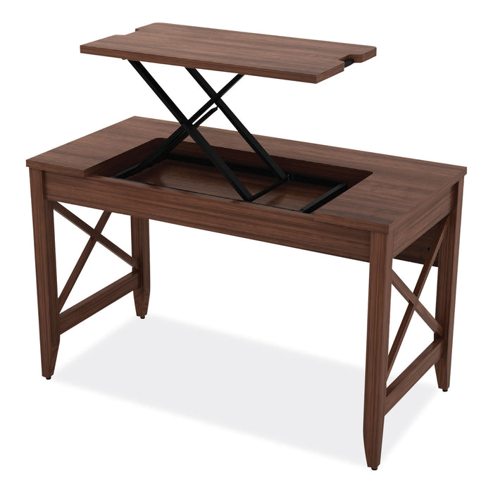 Sit-to-Stand Table Desk, 47.25" x 23.63" x 29.5" to 43.75", Modern Walnut