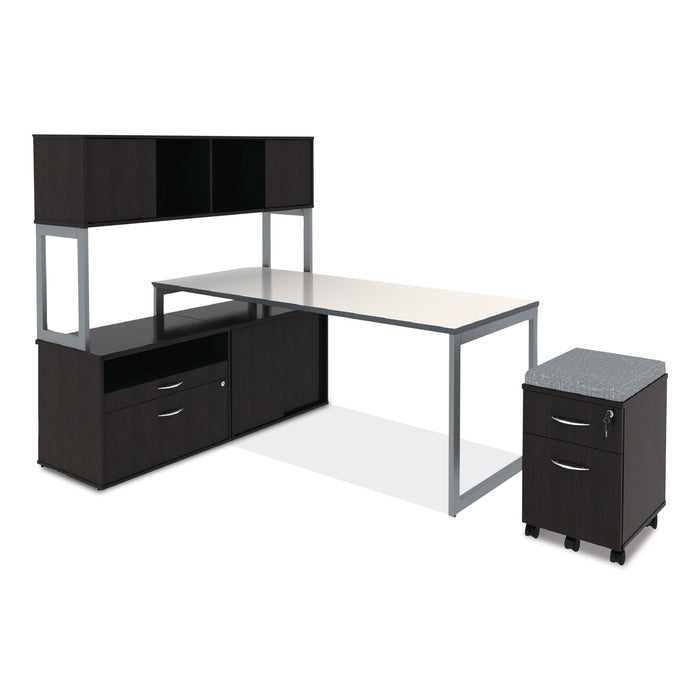 Alera Open Office Desk Series Low File Cabinet Credenza, 2-Drawer: Pencil/File,Legal/Letter,1 Shelf,Espresso,29.5x19.13x22.88