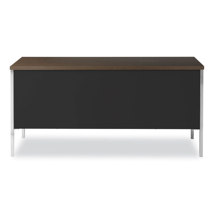 Double Pedestal Steel Credenza, 60w x 24d x 29.5h, Mocha/Black