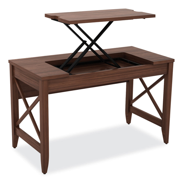 Sit-to-Stand Table Desk, 47.25" x 23.63" x 29.5" to 43.75", Modern Walnut