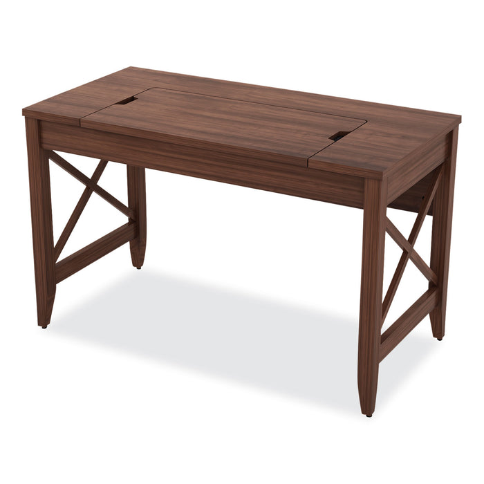 Sit-to-Stand Table Desk, 47.25" x 23.63" x 29.5" to 43.75", Modern Walnut