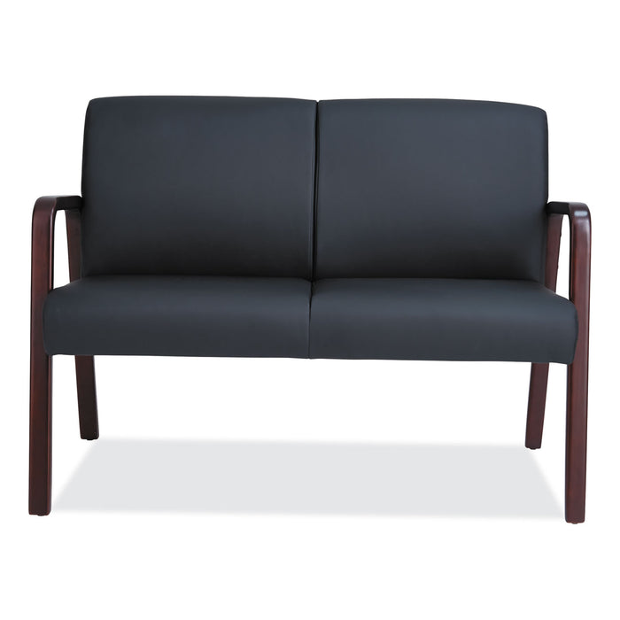 Alera Reception Lounge Series Wood Loveseat, 44.88w x 26.13d x 33h, Black/Mahogany