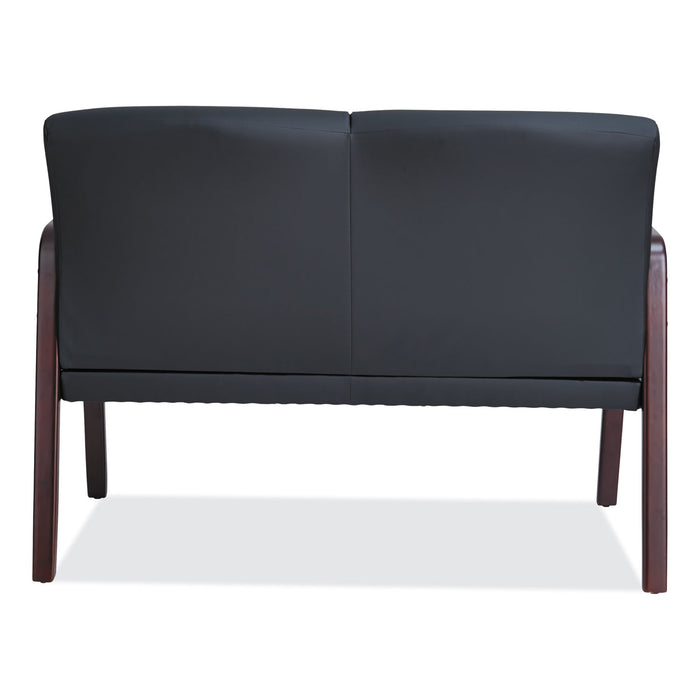 Alera Reception Lounge Series Wood Loveseat, 44.88w x 26.13d x 33h, Black/Mahogany