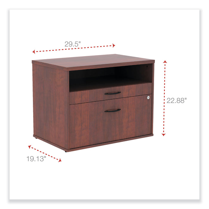 Alera Open Office Desk Series Low File Cabinet Credenza, 2-Drawer: Pencil/File, Legal/Letter, 1 Shelf,Cherry,29.5x19.13x22.88