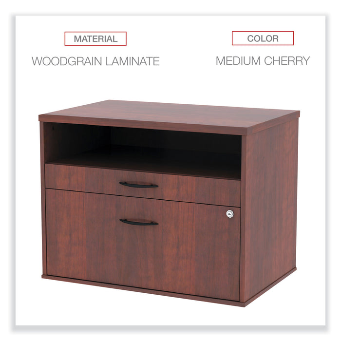 Alera Open Office Desk Series Low File Cabinet Credenza, 2-Drawer: Pencil/File, Legal/Letter, 1 Shelf,Cherry,29.5x19.13x22.88