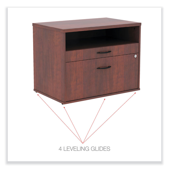 Alera Open Office Desk Series Low File Cabinet Credenza, 2-Drawer: Pencil/File, Legal/Letter, 1 Shelf,Cherry,29.5x19.13x22.88